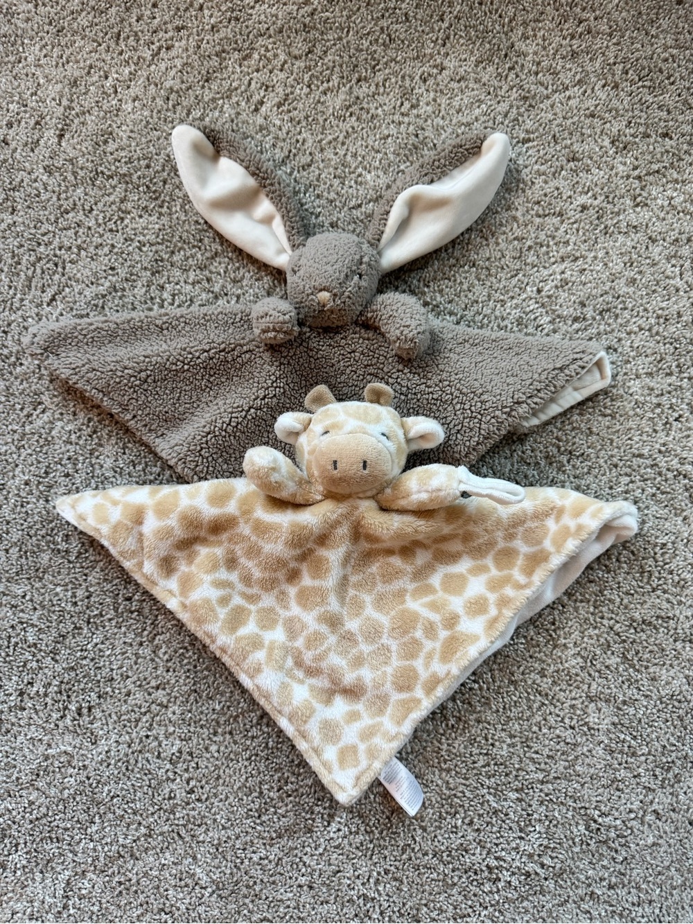 Baby Lovey Security Blanket Lot Bunny Koala Giraffe Neutral Plush animal 3 Piece - Picture 7 of 16